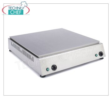 TECHNOCHEF - Cocina eléctrica profesional de encimera, 4 piadinas Ø 30 cm, Mod. 999.1635 Cocina eléctrica a chorro con placa de acero inoxidable 430 para 4 vueltas de diam.300, con control termostático, trifásico V.400 / 3, Kw 2.5 + 2.5, dim.mm.760x800x150h