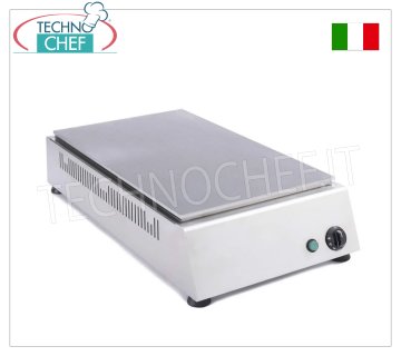 TECHNOCHEF - Piadina eléctrica profesional de sobremesa, 2 piadinas Ø 30 cm, Mod.999.1636 Cocedor de piadina ELÉCTRICO con placa de acero inoxidable 430 para 2 piadinas de 300 diámetro, con control termostático, monofásico V.230/1, Kw 2,5, dim.mm.420x800x150h