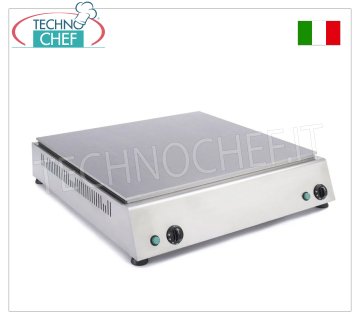 TECHNOCHEF - Calentador de piadinas eléctrico profesional de encimera, 4 piadinas Ø 30 cm, Mod.999.1645 Calentador de pan ELÉCTRICO con placa de acero inoxidable 430 para 4 panes de diám.300, con control termostático, V.380/3+N, L.2x1700, dim.mm.760x800x150h