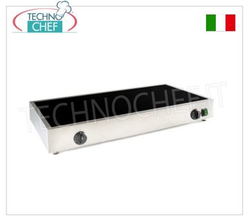 TECHNOCHEF - Calentador de Piadina Eléctrico Profesional en doble vitrocerámica, Mod.999.1896 Calentador Piadine VITROCERÁMICO ELÉCTRICO de 2 ZONAS DE COCCIÓN, con REGULADORES DE ENERGÍA, apto para piadinas precocidas, V.230/1, Kw.2x1,7, dim.mm.800x400x90h