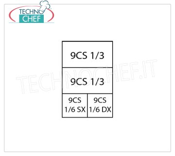 TECHNOCHEF - Set 2 Cestas 1/3 + 2 Cestas 1/6 para cocina de pasta, Mod.9CP7 Set 2 Cestas 1/3 + 2 Cestas 1/6 para Pasta Cooker Line 900