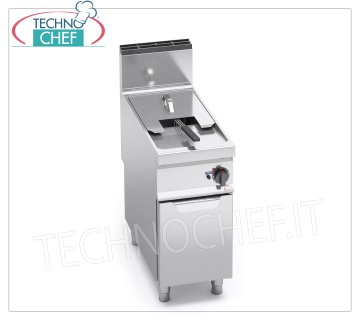 TECHNOCHEF - FREIDORA A GAS SOBRE ARMARIO, 1 CUBA de lt.18, Controles Analógicos, Mod.9GL18MI FREIDORA A GAS en MÓVIL, BERTO'S, Línea MAXIMA 900, Serie FREIDORA A GAS INDIRECTA, 1 TANQUE de 18 lt., Controles Analógicos, Calentamiento Indirecto, potencia térmica Kw.14,00, Peso 59 Kg, dim.mm.400x900x900h