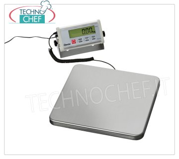 Technochef - ESCALA ELECTRÓNICA DIGITAL 150 Kg, Mod. A300151 Balanza de mesa digital electrónica con pantalla móvil, capacidad máxima 150 Kg, división 50 gr, dim.mm.320x300x42h