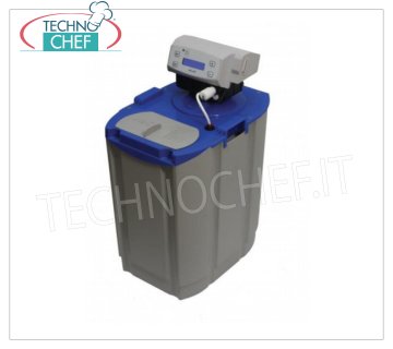 Technochef - ABLANDADOR AUTOMÁTICO con armario de 12 lt - CRONOMÉTRICO, Serie AL Descalcificador-purificador automático de agua con armario 12 lt, con 9 l de RESINA, Serie AL, válvula ALIA cronométrica, caudal máx 1400 l/h, conexión agua 3/4''G, display LCD y aviso de nivel bajo de sal, V .230 /1, Watt 4, Peso 15 Kg, dim.mm.285x405x595h