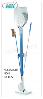 Soporte de un solo lado para 2 palas, 1 cuchara pequeña y 1 cepillo. Pala colgante, cuchara pequeña, herramientas, en acero inoxidable con base de mármol, frente único, capacidad 2 hojas + 1 cuchara pequeña + 1 cepillo (NO INCLUIDO), Peso 35 Kg, dimensiones 35x25x175h cm