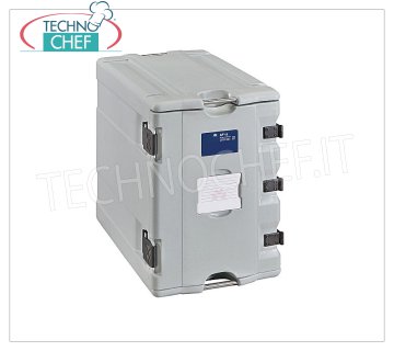 TECHNOCHEF - Contenedor isotérmico en polietileno para alimentos, Mod. AF12 Contenedor isotérmico de polietileno, para el mantenimiento de alimentos calientes, fríos o congelados, capacidad 90 lt, versión con APERTURA FRONTAL adecuada para contener BANDEJAS DE GASTRO-NORM 1/1, 1/2 y 1/3, Peso 16 Kg, dim.mm. 440x665x650h