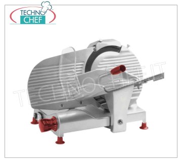 Technochef-GRAVITY SLICER cuchilla Ø 300 mm, Compacta, Profesional Cortadora por gravedad profesional compacta, en aleación de aluminio anodizado con transmisión por correa, hoja Ø 300 mm, 0,187 kw, 20,5 kg, dim. placa 270x260 mm