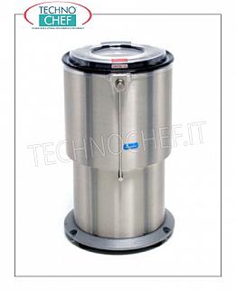 Lavadora extractora de verduras Centrífuga para verduras en acero inoxidable, capacidad 55 litros, carga de producción 8 Kg, velocidad 450 rpm, V.400/3, Kw.0,25, Peso 110 Kg, dim.mm.550x630x940h