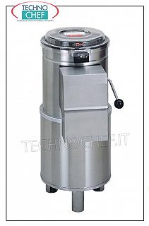 pelador de patatas Peladora de patatas de acero inoxidable, capacidad de producción 360 Kg/h, carga patatas 10 Kg, V.400/3, Kw.0,5, Peso 53 Kg, dim.mm.380x630x910h