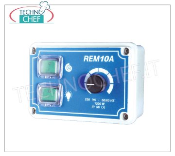 Regulador de Velocidad Manual para Campanas con Interruptor de Luz Regulador de velocidad manual para CAMPANAS EXTRACTORAS con interruptor de luz, V. 230/1, 50 Hz, Máx 6,4 Amperios - Kw. 1.2, tamaño cm 13x6x8,5h