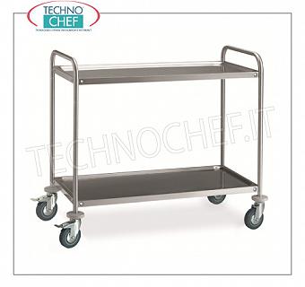 Carros de servicio de acero inoxidable con 2 estantes, capacidad 120 kg Carro de acero inoxidable con 2 baldas mm.800x500, carga max 120 Kg, Peso 10 Kg, dim.mm.885x590x935h