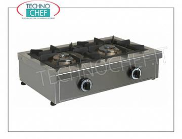 Estufa de gas de mesa profesional, 2 quemadores de Kw 6.50 y 6.50. MESA PROFESIONAL ESTUFA DE GAS CON 2 QUEMADORES, quemadores Kw.6.5 + 6.5 extraíbles, peso 23.50 Kg, dim.mm.680x490x210h