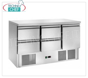 Mesa Refrigerada, 1 Puerta, 4 Cajones, Temp.+2°/+8°C, Estática, Clase E, mod.AK943-4D