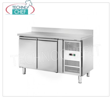 Mesa Frigorífica 2 Puertas con Backsplash, Temp.-2°/+8°C, lt.228, Ventilada, Clase C, mod.AKS2204TN Mesa Refrigerada 2 PUERTAS con salpicadero, Profesional, Línea SNACK, Temp.-2°/+8°C, capacidad 228 litros, refrigeración ventilada, ECOLÓGICA en Clase C, Gas R290, V.230/1, Kw.0,22 , Peso 88 Kg, dim.mm.1360x600x950h