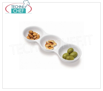 TOGNANA - BANDEJA PARA APERITIVOS DE 3 COMPARTIMENTOS, PARA COMER CON LOS DEDOS, Colección Fiesta, Cm.23