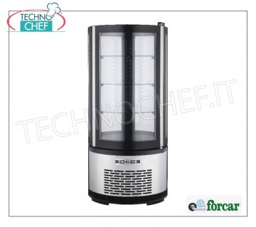Technochef - Vitrina FRIGORÍFICA de sobremesa con cristal redondo, 1 puerta, estática, temp. +2°/+8°C, clase C, lt.100, Mod.ARC100B