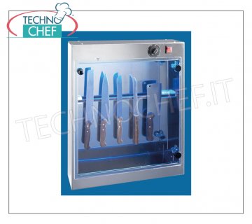 Esterilizadores para cuchillos y herramientas con Germicidas UV-C ESTERILIZADOR CUCHILLOS RAYOS UV para pared en ACERO INOXIDABLE, capacidad 10/12 CUCHILLOS, SOPORTE CUCHILLOS magnético, potencia de irradiación 1 lámpara UV-C 0,16 kw, V. 220-240/1, dim. milímetro 510x130x624h