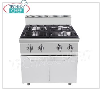 Technochef - COCINA A GAS 4 FUEGOS EN MÓVIL, Kw.28,00