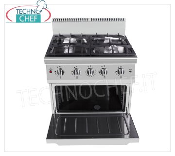 Technochef - COCINA A GAS 4 QUEMADORES sobre HORNO A GAS, Kw.36,00