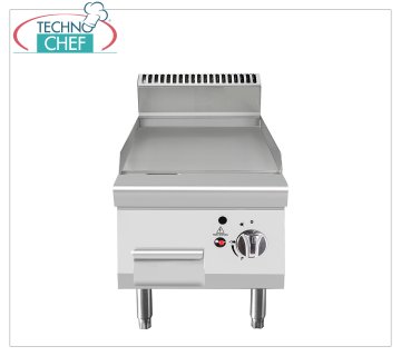 Technochef - PLANCHA A GAS con PLACA DE BANCO LISA, Kw.7,00