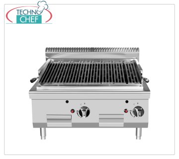 Technochef - PARRILLA DE PIEDRA DE LAVA, Kw.14,00 PARRILLA DE PIEDRA DE LAVA, Línea 700, potencia térmica 7+7 Kw, dim.mm.800x700x547h