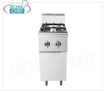 Technochef - COCINA A GAS 2 QUEMADORES en MÓVIL, Kw.19,00 ESTUFA A GAS 2 QUEMADORES sobre MÓVIL, Línea 900, potencia térmica Kw.19,00, dim.mm.400x900x1140h