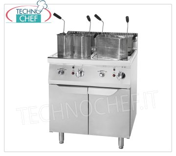 Technochef - COCEPASTA A GAS MÓVIL, 2 CUENCOS de 35+35 lt.