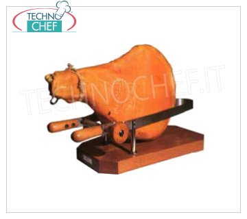 Forcar - MOLDE para PROSCIUTTO en ACERO INOXIDABLE, Mod. AV4510 Mordaza de acero inoxidable con soporte y asas en madera fina, dim.mm.580x250x190h