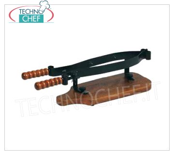 Forcar - MORSA para PROSCIUTTO en ACCIAIO, Mod.AV4515 Soporte jamonero en acero con soporte y mangos de madera, dim.mm.580x250x190h
