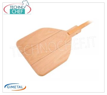 Gi-Metal - Pala para pizza rectangular de madera, Línea Vintage, longitud del mango 150 cm Pala para pizza rectangular de madera, Línea Vintage, ligera, lisa y resistente, dim.mm 330x330, largo mango 1500 mm.