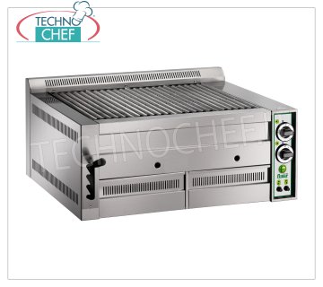 FIMAR - Technochef, Pietralavica Bench Gas Grill, 2 ZONAS DE COCCIÓN, Mod.B80 PARRILLA DE PIEDRA DE LAVA DE GAS, Módulo DOBLE SUPERIOR con ÁREA DE COCCIÓN de 640x540 mm, suministro de GNC-GLP, Potencia 17 Kw, Peso 73 Kg, dim.mm.810x800x380h