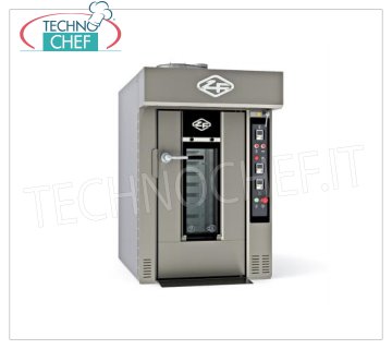 Horno Eléctrico Rotativo para PAN, Mod.BABY40X60E HORNO ELÉCTRICO GIRATORIO para PASTELERÍA, capacidad 10/12 bandejas de 400x600 mm, V.400/3, Kw.17,00, Peso 450 Kg, dim.mm.980x1500x1470h