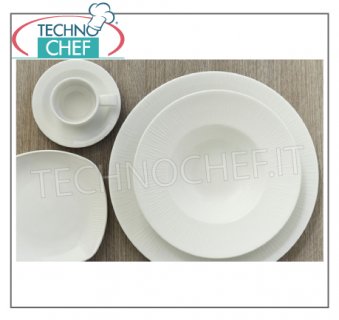 CHURCHiLL - Platos y vajilla de porcelana blanca - Colección Bamboo Relief - Gama completa