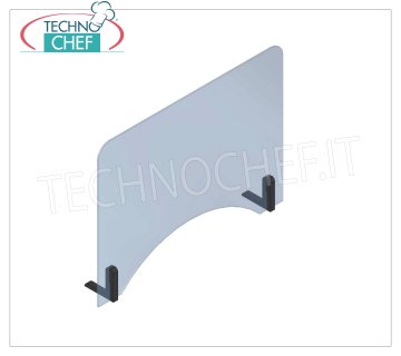Barreras de distancia de policarbonato - Grosor 3 mm - dim.mm.800x600 Barrera espaciadora en policarbonato compacto transparente de 3 mm de espesor con pies adhesivos, abertura de papel arqueada de 700 mm de ancho, dimensiones 800x600h