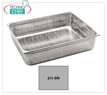 Recipientes Gastronorm 2/1 perforados en acero inoxidable Cuenco gastro-norm 2/1, perforado, acero inoxidable 18/10, dim.mm.650 x 530 x 20 h