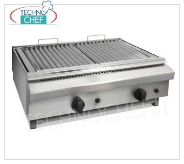 Technochef - Barbacoa Gas Profesional de Sobremesa 2 zonas mod.BIG8070GG PARRILLA PROFESIONAL A GAS DE SOBREMESA, con 2 ZONAS DE COCCIÓN RADIANTE de mm.345x450, MANDOS INDEPENDIENTES, potencia térmica Kw 14,00, peso 43 Kg, dim.mm.800x700x300h