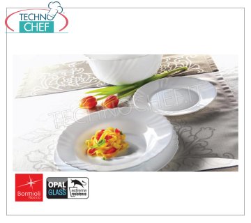 BORMIOLI ROCCO - Colección EBRO GLASS WHITE - Platos de restaurante PLATO DE FRUTAS 20 cm, Colección EBRO WHITE OPAL GLASS, Marca BORMIOLI ROCCO - Se puede comprar en un paquete de 6 piezas