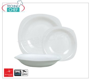 BORMIOLI ROCCO - Colección PARMA GLASS WHITE - Platos de restaurante PLACA PLANA, colección Parma en vidrio templado opal blanco, cm. 27x27, marca BORMIOLI ROCCO - Disponible en paquete de 24 piezas