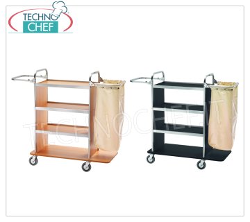 Forcar - Carro para ropa sucia con 4 estantes, 2 brazos abatibles para sujetar bolsas.