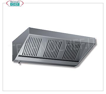 campanas de pared sin motor, serie de aperitivos, Profundo 900 mm inoxidable de la pared extractor campana de acero 430 sin motor, serie SNACK, con 2 filtros de laberinto de grasa, peso 43 Kg, dim.mm.1200x900x450h