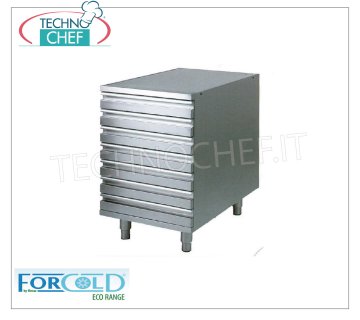 Cómoda para pan de pizza de 7 cajones - NOVEDAD - ¡Precio de OPORTUNIDAD! Cajonera para Pizza Pagnottine con 7 cajones sin tapa, dim.mm.520x800x810h