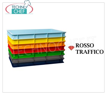 Caja para pizza de masa hogaza 60x40x7h cm, color ROJO TRAFICO Caja porta-pan apilable para masa de pizza en polietileno alimentario, color Rojo Tráfico, dim.mm.600x400x70h