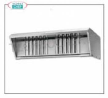 Campana sobre encimera con filtros de acero inoxidable.