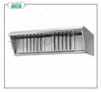 Campana sobre encimera con filtros de acero inoxidable. Campana de encimera con filtros laberínticos inoxidables (sin motor) con cubierta de 200 mm de diámetro, 34 kg de peso, dimensiones 1008x860x400h mm