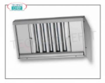 Campana sobre encimera con filtros de acero inoxidable.