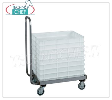 Carro para contenedores de masa de pizza 60x40 cm con asa, dim.mm.720x420x960h