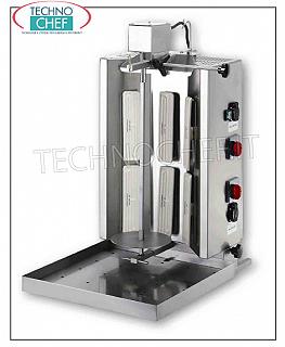 GYROS ELÉCTRICOS con 6 elementos calefactores, varilla de cocción de 510 mm de altura GYROS ELÉCTRICOS DE ACERO INOXIDABLE con 6 elementos calefactores, varilla de cocción de 510 mm de alto, V.230 / 1, 6.0 kw, dimensiones 502x710x880h mm