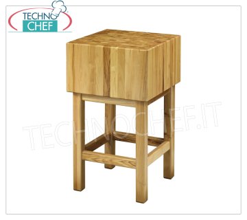 Tacos de carnicero de madera de Acacia de 17 cm de espesor con pedestal Taco de carnicero de madera maciza de acacia con pedestal, espesor 17 cm, dimensiones 40x40x90h cm