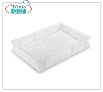 Contenedor Caja Perforada en Plástico, Apilable Cesta perforada apilable, dim.mm.600x400x70h - Precio Unidad - Disponible en packs de 5 piezas.