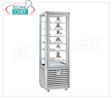 TECHNOCHEF - Vetrina de Congelación por Gelateria, Temp.-15°- 25°C, 1 Puerta, lt.360, Mod.CGL350S Congelador Vitrina para heladería de 1 puerta, Línea Curve, capacidad lt 360, temperatura -15 ° / -25 ° C, refrigeración estática, con 4 lados de exhibición, 6 estantes cuadrados 460x460 mm, V.230 / 1, Kw. 0 , 7, Peso 146 K g, dim.mm.620x620x1860h